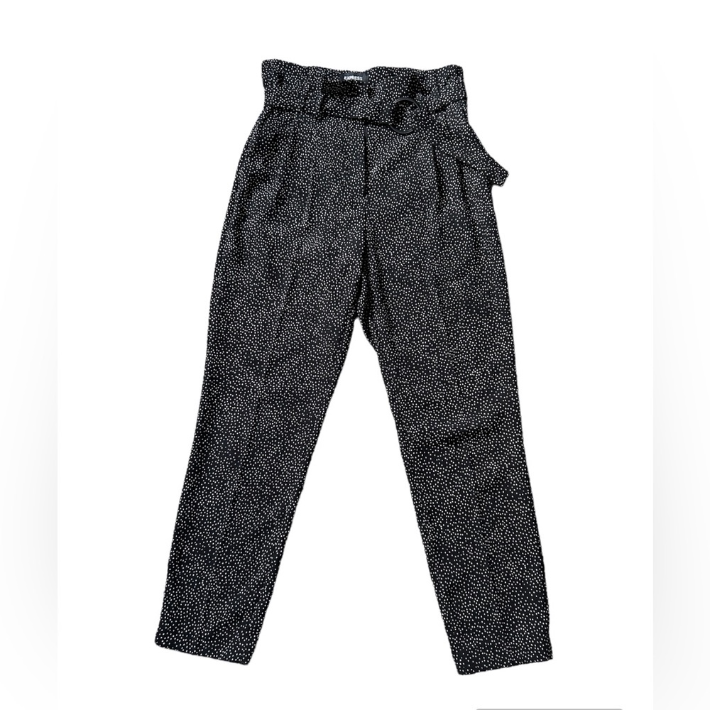 Express black & white polka dot ankle pants